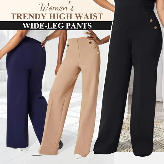 🔥Hot Sale 49% OFF🔥High Stretch Tummy Control Button Wide Leg Trousers