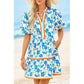 ⏰Summer Hot Sale 70% OFF💃Women's V Neck Floral Short Puff Sleeve Patchwork Casual Boho Mini Dress👍✨Soft Fabric & Comfortable Fit