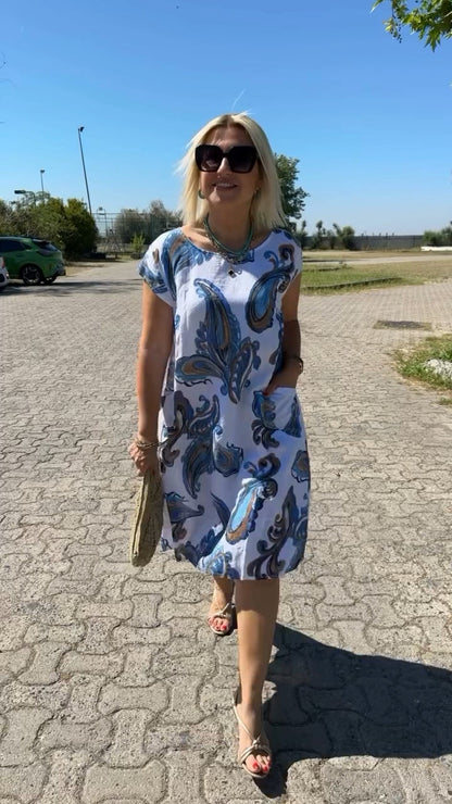 Printed Linen-Cotton Dress🥰HOT SALE -49% OFF