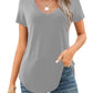 🔥Last Day 49% OFF💖Women's V-neck Short Sleeve Curved Hem Tee Top
