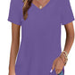 🔥Last Day 49% OFF💖Women's V-neck Short Sleeve Curved Hem Tee Top