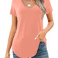 🔥Last Day 49% OFF💖Women's V-neck Short Sleeve Curved Hem Tee Top