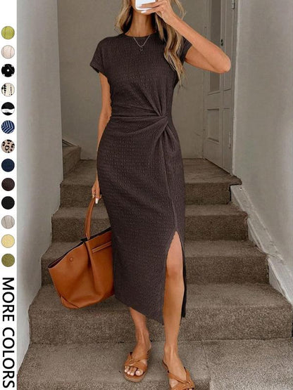 👗LIMITED-TIME 50% OFF!✨Women's Elegant Waist Twist High Slit Sleeveless Midi Dress– Waist-Cinching, Elegant, Flowing Silhouette 💃