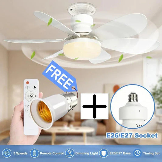⏳Limited-time Special Price:£ 15.99❄️❄️40W LED Ceiling Fan Light 20.5in with Remote Control - E27 & B22 Adapter | Quiet Fan Light for Bedroom, Kitchen, Garage😴