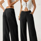 💗LAST DAY SALE 50% OFF⚡50K+ SOLD!!🌸Women's Cotton Linen Palazzo Pants Summer Flowy Wide Straight Leg Beach Trousers With Pocket Casual Solid Color Soft Elastic High Waist Lounge Pants💐