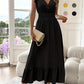🎉Last Day Promotion 50% OFF💃🌼Women's Plain V-Neck Ruffled Waist-Defining Shirred V Neck Maxi Dress