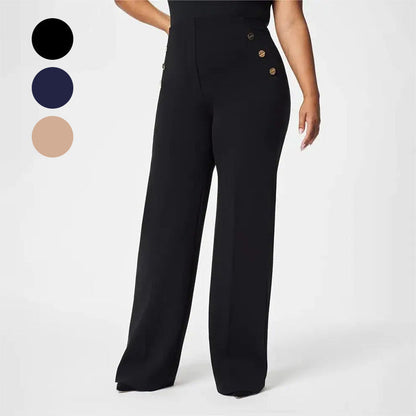 🔥Hot Sale 49% OFF🔥High Stretch Tummy Control Button Wide Leg Trousers