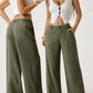 💗LAST DAY SALE 50% OFF⚡50K+ SOLD!!🌸Women's Cotton Linen Palazzo Pants Summer Flowy Wide Straight Leg Beach Trousers With Pocket Casual Solid Color Soft Elastic High Waist Lounge Pants💐