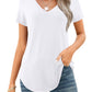 🔥Last Day 49% OFF💖Women's V-neck Short Sleeve Curved Hem Tee Top