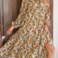 Women's Long Sleeve V Neck Bohemian Midi Dress