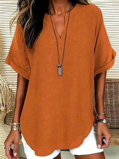 💥Last Day Special Sale 50% OFF💝✨Fashion Loose Solid Color Short Sleeve Blouse