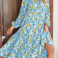 Women's Long Sleeve V Neck Bohemian Midi Dress
