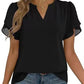 💥2026 Hot Sale 49% OFF👚Women's Dressy Casual Shirts Short Sleeve V Neck Work Blouse