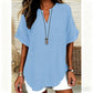💥Last Day Special Sale 50% OFF💝✨Fashion Loose Solid Color Short Sleeve Blouse