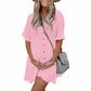 💃2026 Summer Hot Sale 70% OFF✨Women's Short Sleeve Button Down Textured Babydoll Dress Dress with Pockets