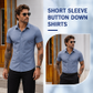 🏆Men's Stretch Dress Shirts Short Sleeve Slim Fit Business Casual Button Down Shirts