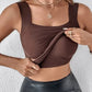 🔥Last Day Special Price ￡8.99!!💐Women's U Neck Camisole High Strechy Seamless Built-in Bra Padded Tank Tops
