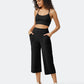 ⏳LAST DAY SALE ONLY￡11.99!!🌸Women's High-Waisted Wide Leg Cropped Capri Pants Pocket Yoga Leggings