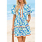 ⏰Summer Hot Sale 70% OFF💃Women's V Neck Floral Short Puff Sleeve Patchwork Casual Boho Mini Dress👍✨Soft Fabric & Comfortable Fit