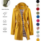 🔥LAST DAY SALE 50% OFF🧥💦Women's Solid Color Drawstring Zip Up Hooded Trench Coat Raincoat🍃