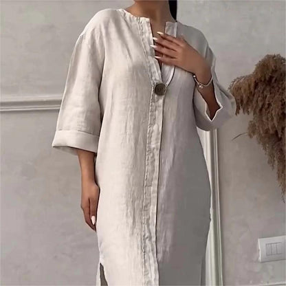 49% OFF👗Casual Breathable V-Neck Cotton Linen Dress