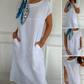 🏖️Summer Hot Sale 50% OFF🌼Women's Round Neck Short Sleeve Cotton Linen Dress