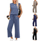🔥LAST DAY SALE ONLY ￡17.99!!👚2026 New Women's  Sleeveless Top & Wide-Leg Pants 2-Piece Set
