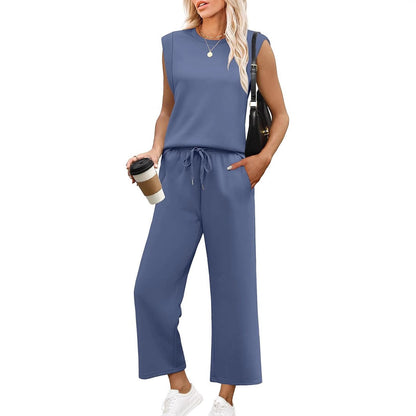 🔥LAST DAY SALE ONLY ￡17.99!!👚2026 New Women's  Sleeveless Top & Wide-Leg Pants 2-Piece Set