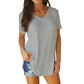 🔥Last Day 49% OFF💖Women's V-neck Short Sleeve Curved Hem Tee Top
