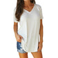 🔥Last Day 49% OFF💖Women's V-neck Short Sleeve Curved Hem Tee Top