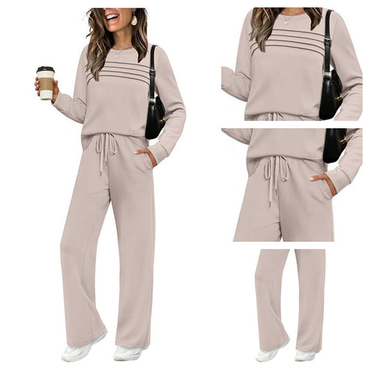 🔥LAST DAY 70% OFF✨Women's Crew Neck Top & Drawstring Pants Set