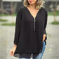🔥LAST DAY SALE ONLY ￡13.99!!👚✨ Double-Layer V-Neck Zipper 3/4 Sleeves Soft Tops – Elegant Design, Comfortable Fit & Versatile Style 🌸
