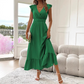 🎉Last Day Promotion 50% OFF💃🌼Women's Plain V-Neck Ruffled Waist-Defining Shirred V Neck Maxi Dress