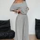 🎁2026 New Arrivals 50% OFF💥Women's Off-Shoulder Top & Pants 2-Piece Set – Asymmetrical, Wide-Leg, Soft Fabric ✨