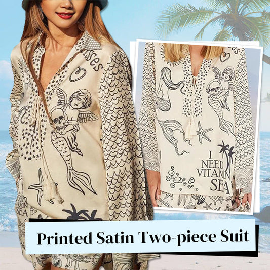 🧥Summer Sale-50% OFF💛Printed Satin Two-piece Suit For Women