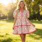 ⏰Summer Hot Sale 70% OFF💃Women's V Neck Floral Short Puff Sleeve Patchwork Casual Boho Mini Dress👍✨Soft Fabric & Comfortable Fit