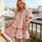 ⏰Summer Hot Sale 70% OFF💃Women's V Neck Floral Short Puff Sleeve Patchwork Casual Boho Mini Dress👍✨Soft Fabric & Comfortable Fit