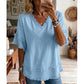 💖LAST DAY SALE ONLY￡11.99!!💖Women's Boho V-Neck T-Shirt with Frayed Edges🌿 – Loose Fit, Breathable Summer Top in Soft Cotton👚