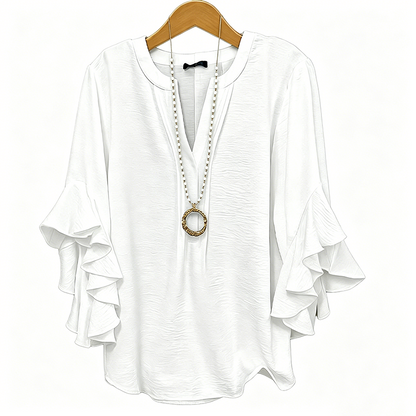 👚LAST DAY SALE: Only £13.99! 🔥🔥Women's Casual V-Neck Ruffled Top