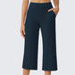 ⏳LAST DAY SALE ONLY￡11.99!!🌸Women's High-Waisted Wide Leg Cropped Capri Pants Pocket Yoga Leggings