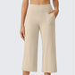 ⏳LAST DAY SALE ONLY￡11.99!!🌸Women's High-Waisted Wide Leg Cropped Capri Pants Pocket Yoga Leggings
