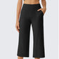 ⏳LAST DAY SALE ONLY￡11.99!!🌸Women's High-Waisted Wide Leg Cropped Capri Pants Pocket Yoga Leggings