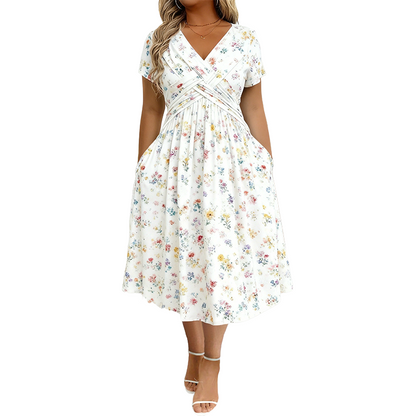 🔥LAST DAY SALE- 49% OFF🎁Women's V-Neck Floral Print Dress with Twist Waist