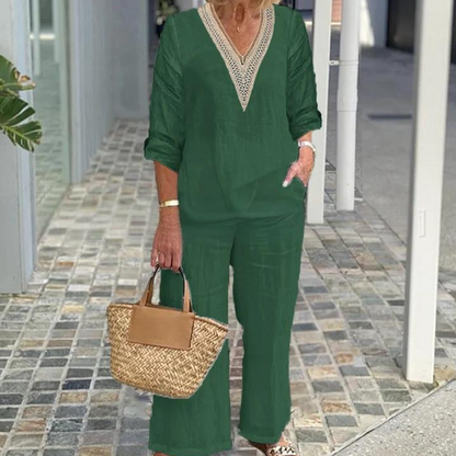 🎁2026 New Arrivals 50% OFF💥Women's V-Neck Top & Wide-Leg Pants