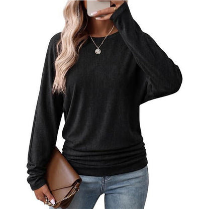 🖤Black Friday Sale: only ￡12.99!! 💞50K+ SOLD! 🎄Women's Casual Crewneck Ruched HemTop